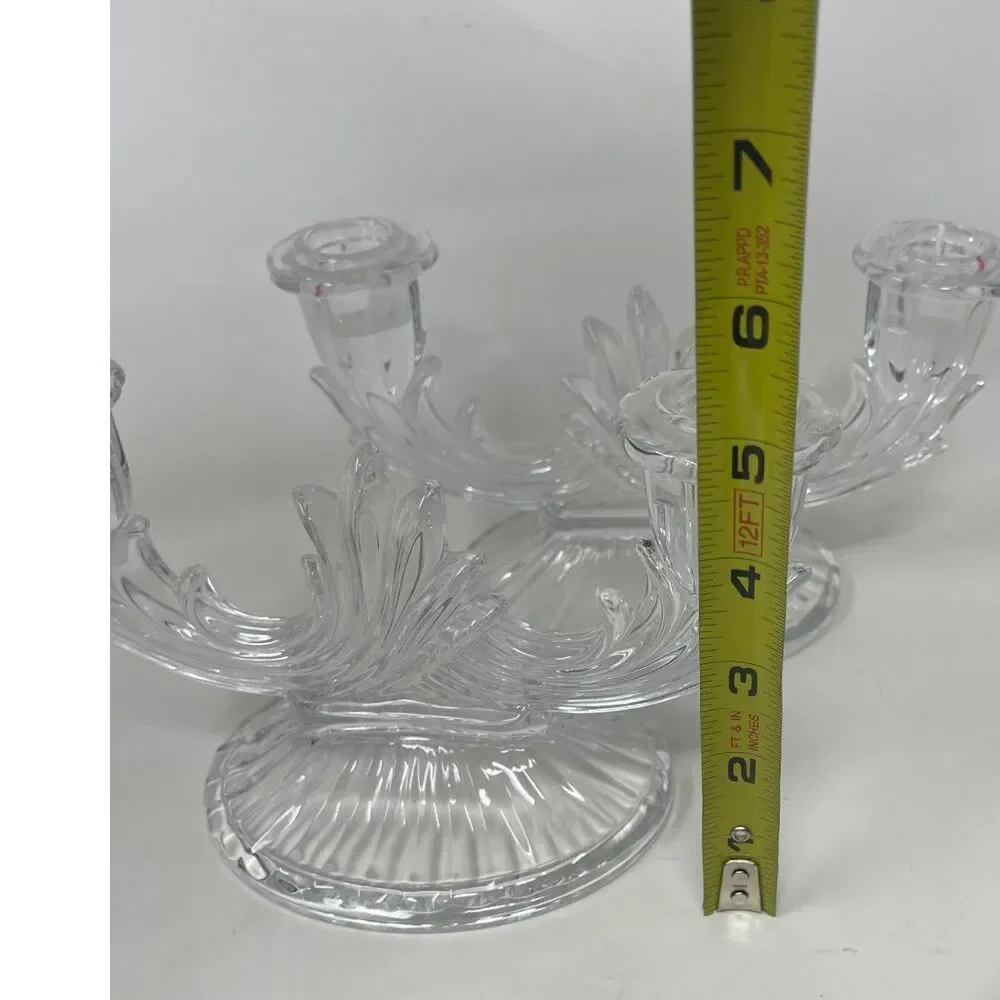 Vintage Pair of Bohemia Lead Crystal Candlestick Holders 8